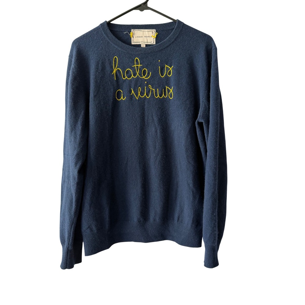 Lingua Franca Hate Is A Virus Cashmere Sweater Size L